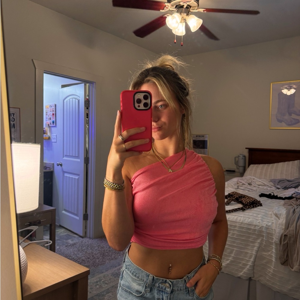 Pink One-Shoulder Top